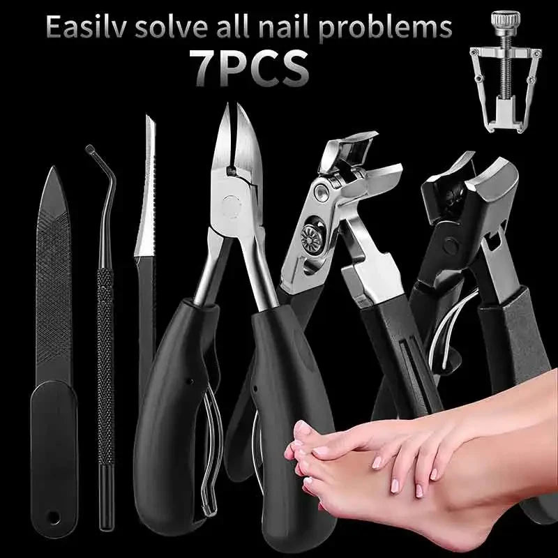 7pcs Nail Clippers Manicure Tool Set, with Portable Travel Case, Cuticle Nippers And Cutter Kit, Portable Nail Clippers