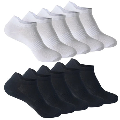 10 Pairs 100% Cotton Men Socks Summer Thin Breathable Socks High Quality No Show Boat Socks Black White Gray Short For Students