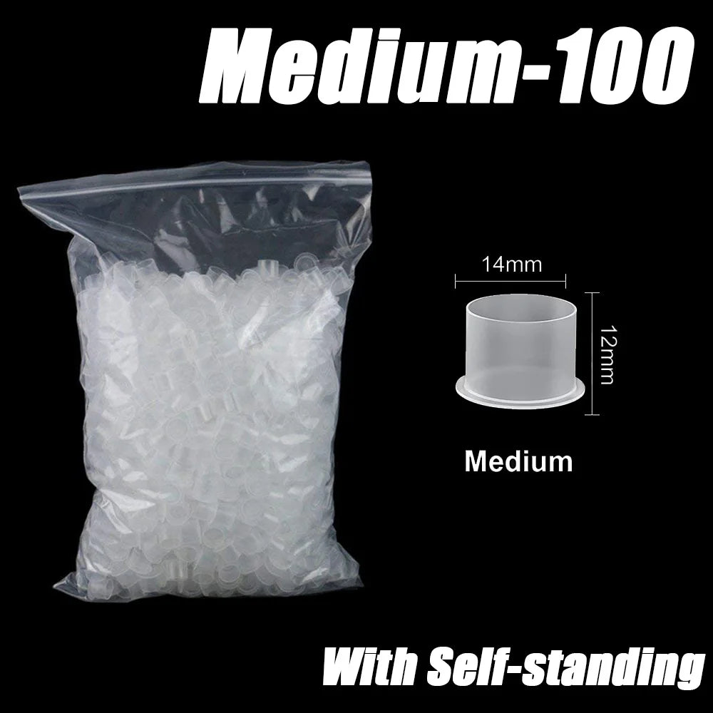 300/100PCS Disposable Tattoo Ink Cups with Base S/M/L Mixed Permanent Makeup Pigment Holder Caps Tattoo Accessories