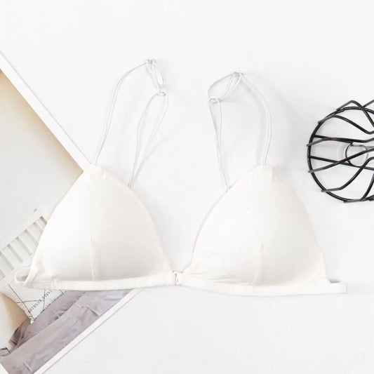 Ventilerande Triangel-BH för Kvinnor Enfärgad Underkläder V-Ringad Bralette