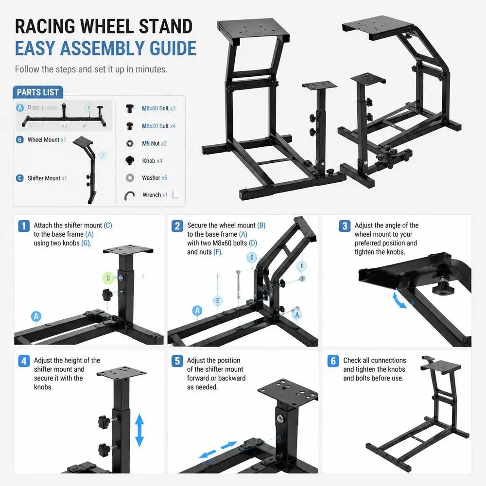 Racing Simulator Steering Wheel Stand For Logitech G29, G27, G25 Racing Wheel Pro Stand Wheel And Pedals, Wheel Stand Not Included