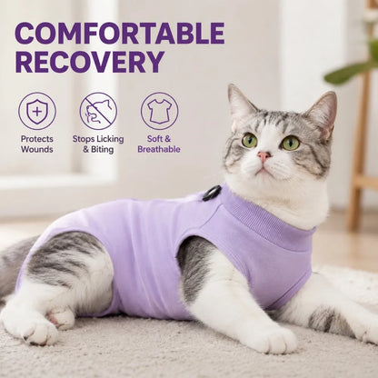 Soft Cat Recovery Vest Anti Licking Kitten Surgery Suit Pet Sterilization Jumpsuit Comfortable Weaning Clothes for Daily Care