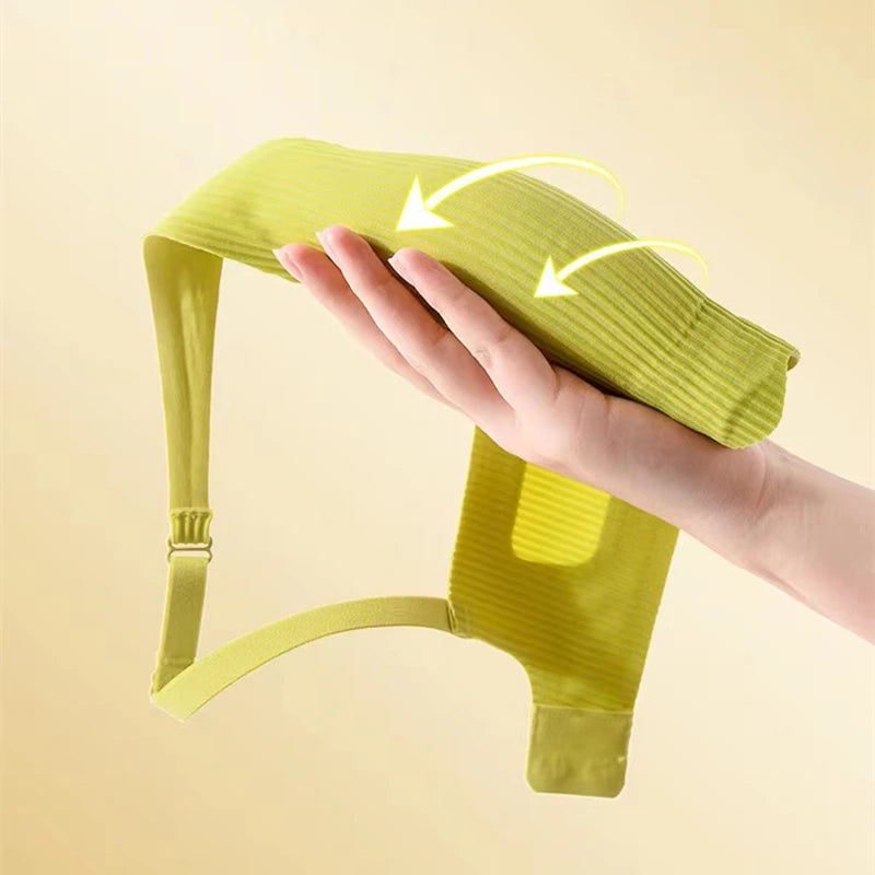 Dam Sömlös Randig BH – Push-up Trådlös Samlande Liten Byst Urhålad Design, 5 Färger S–XL