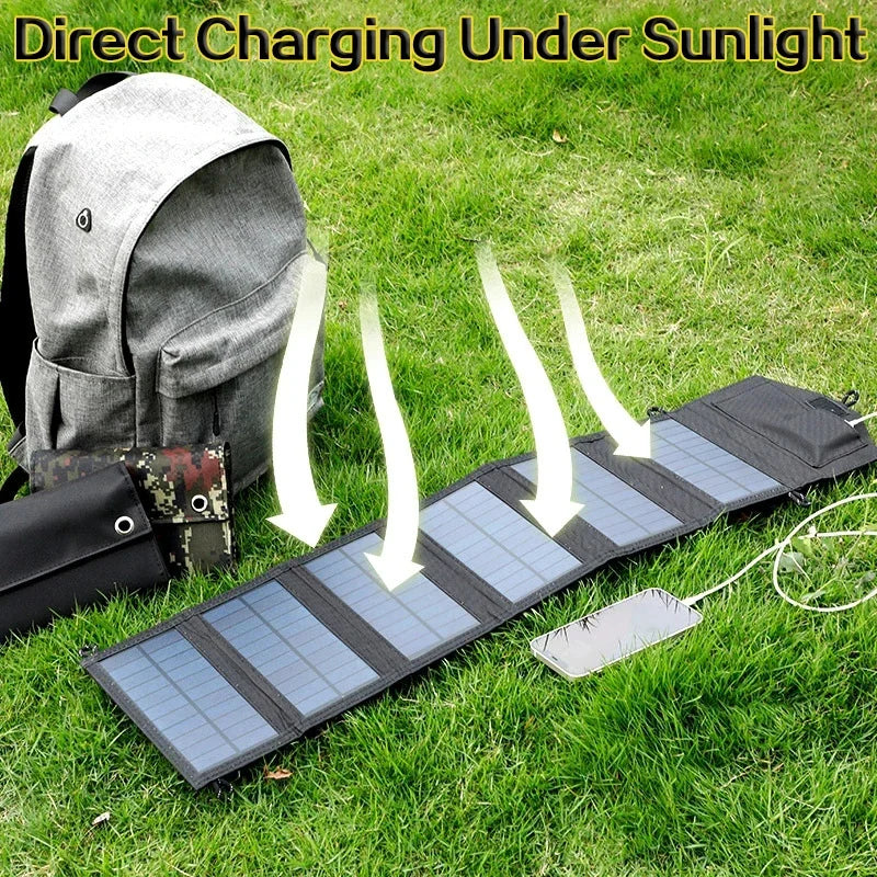 Hopfällbar Solpanel 20W – 6 Paneler, USB 5V, IP65, Monokristallin, Camping & Friluftsliv