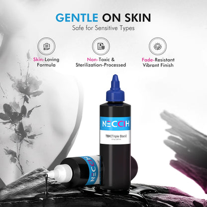 8OZ 240ML Black Tattoo Ink Original TBK BLK WD1 Triple Black Ink Professional Tattoo Pigment Permanent Skin Body Art Pigment