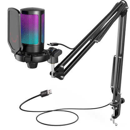 FIFINE A6T USB-mikrofonkit med RGB och bomarm