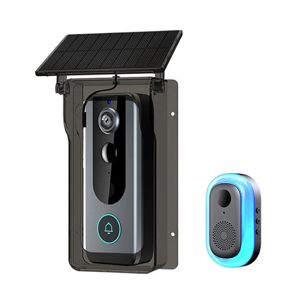 Tuya Trådlös Videodörrklocka med Solcells-regnskydd – 720P, PIR, IP65, 4000mAh, Röstförvrängning