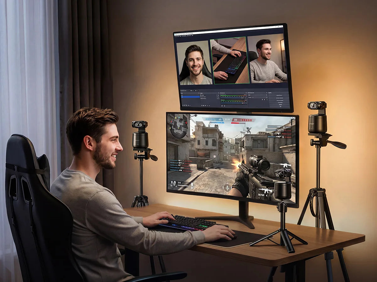 EMEET PIXY Wireless 4K Webcam Dual-Lens AI Tracking PTZ Streaming Camera Gesture Control HDR Live Streaming for YouTube/Facebook