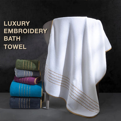 2/3/6/8 Pcs Bath Towel Set White & Gray with Gold Accents, Soft Absorbent Premium Towels for Home, Hotel & Bathroom