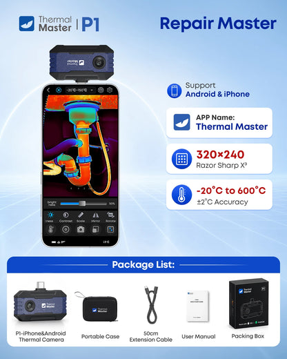 P1 Värmekamera 320x240 X³IR-upplösning för iOS och Android