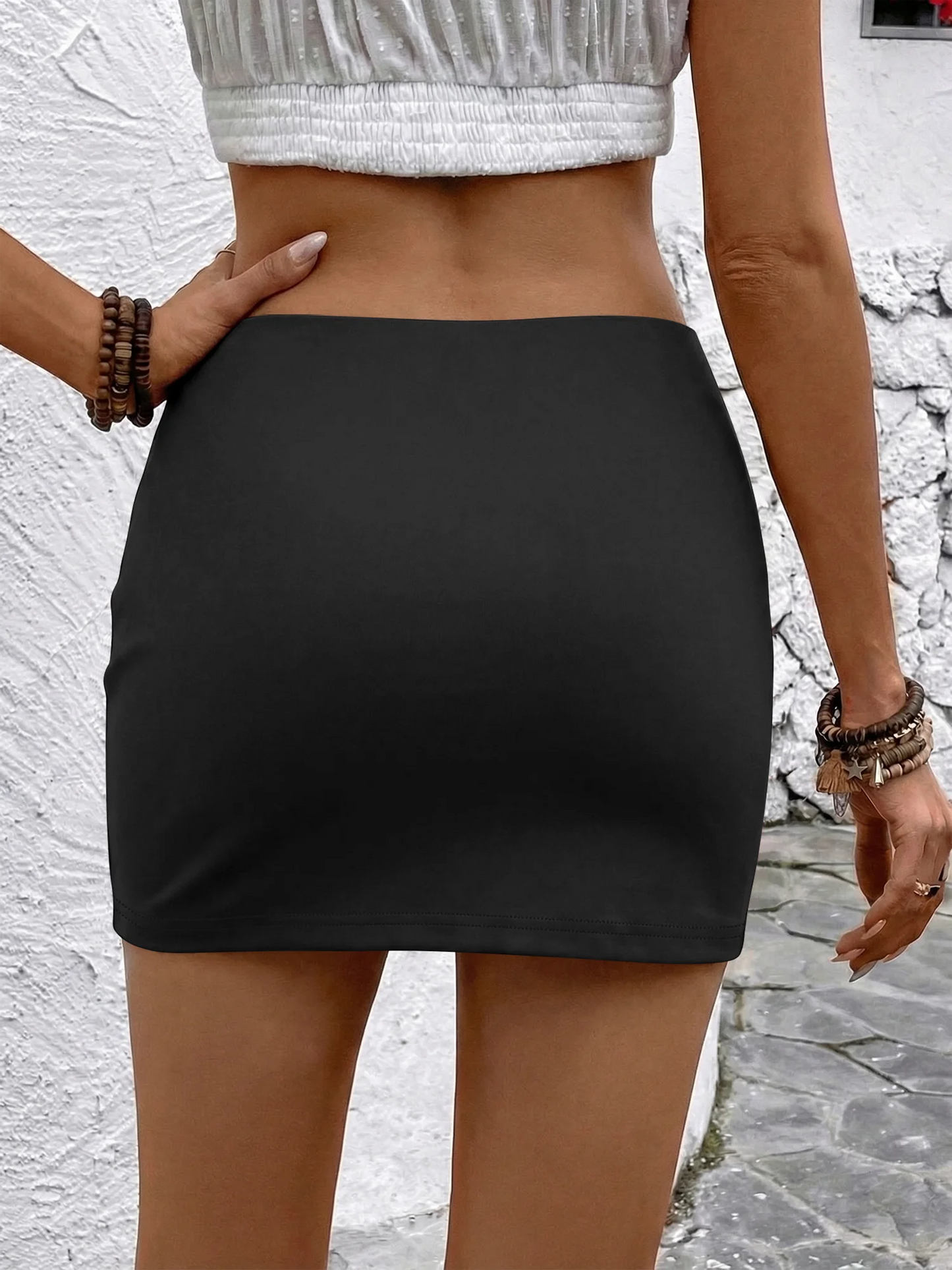 Women's High Waist Mini Bodycon Skirt with Built-in Safety Shorts Stretchy Soft Pencil Short for Club Party Casual Slim Fit