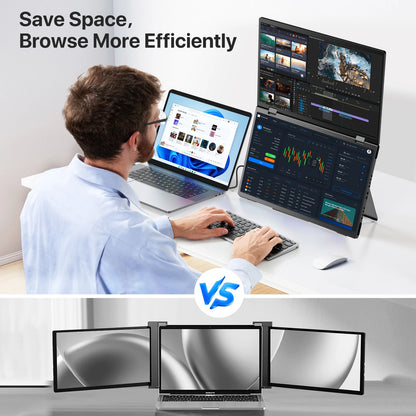 UPERFECT Delta 15.6" Dual Portable Monitor for Laptop Screen Extender 1080P HDR Folding Stacked Triple Travel Computer Display