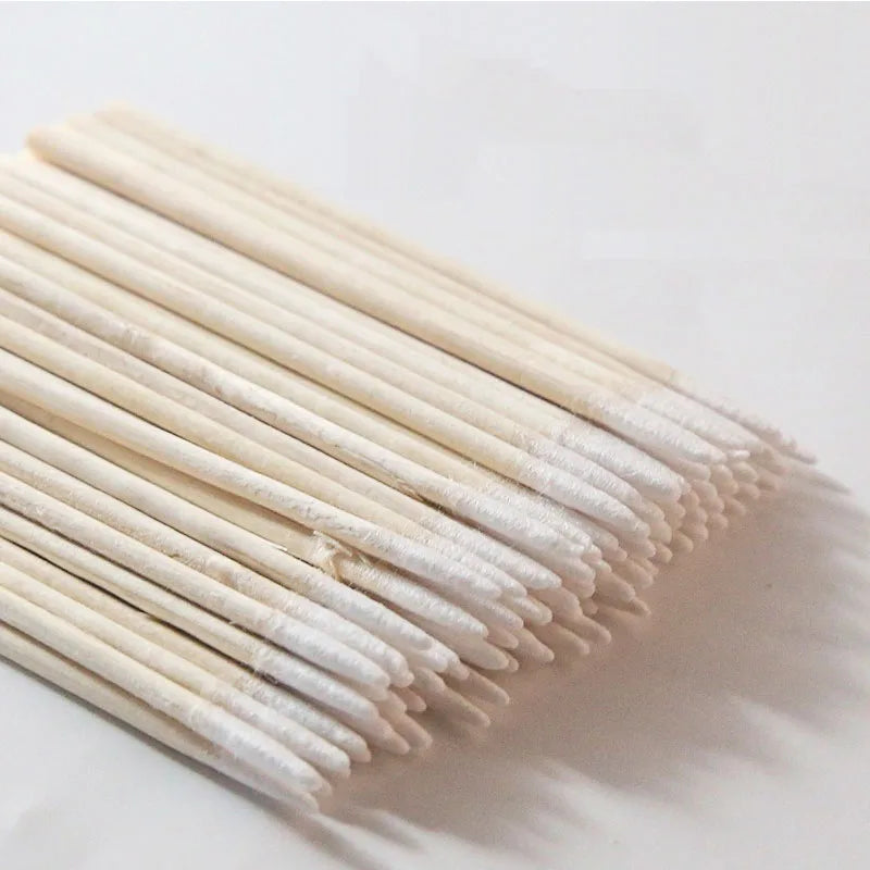100/300/500Pcs Nails Wood Swab Cleaning Sticks Wooden Cotton Head Bud Tip Manicure Detail Corrector Nail Polish Remover QJB01