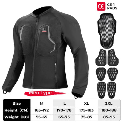 Motorcycle Riding Jacket Summer Breathable Men Women with 7Pcs Set CE Protective Gear Soft Mesh Body Protector Moto  Equipment