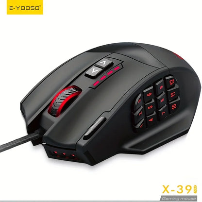 E-YOOSO Upgraded Wired Gaming Mouse X-39 PRO with Macro Edit Side Key DIY Lighting Design SG8960Processor Ergonomic Gaming Mouse
