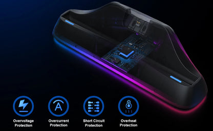HONCAM Auto Align Charging Dock for PlayStation Portal 7 RGB Light Modes Portable Dock Station with USB-C Charging Cable