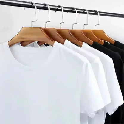 500/300g Heavy-duty White Pure Cotton T-shirt Thickened Threaded Round Neck Short Sleeves Three Needle Half Sleeve Tees