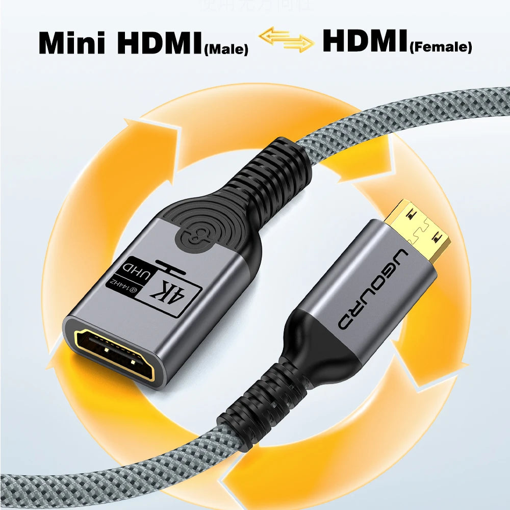 Mini/Micro HDMI hane till HDMI hona-adapter 4K