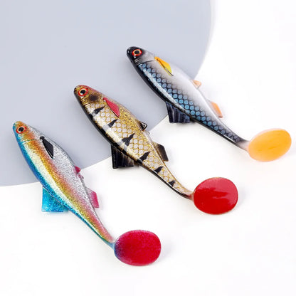 1pcs 26g 60g River Roach Fishing Lure Soft Bait T Paddle Tail Baitfish Shad Strike Silicone Plastic Swimbait Wobbler Pike Bass