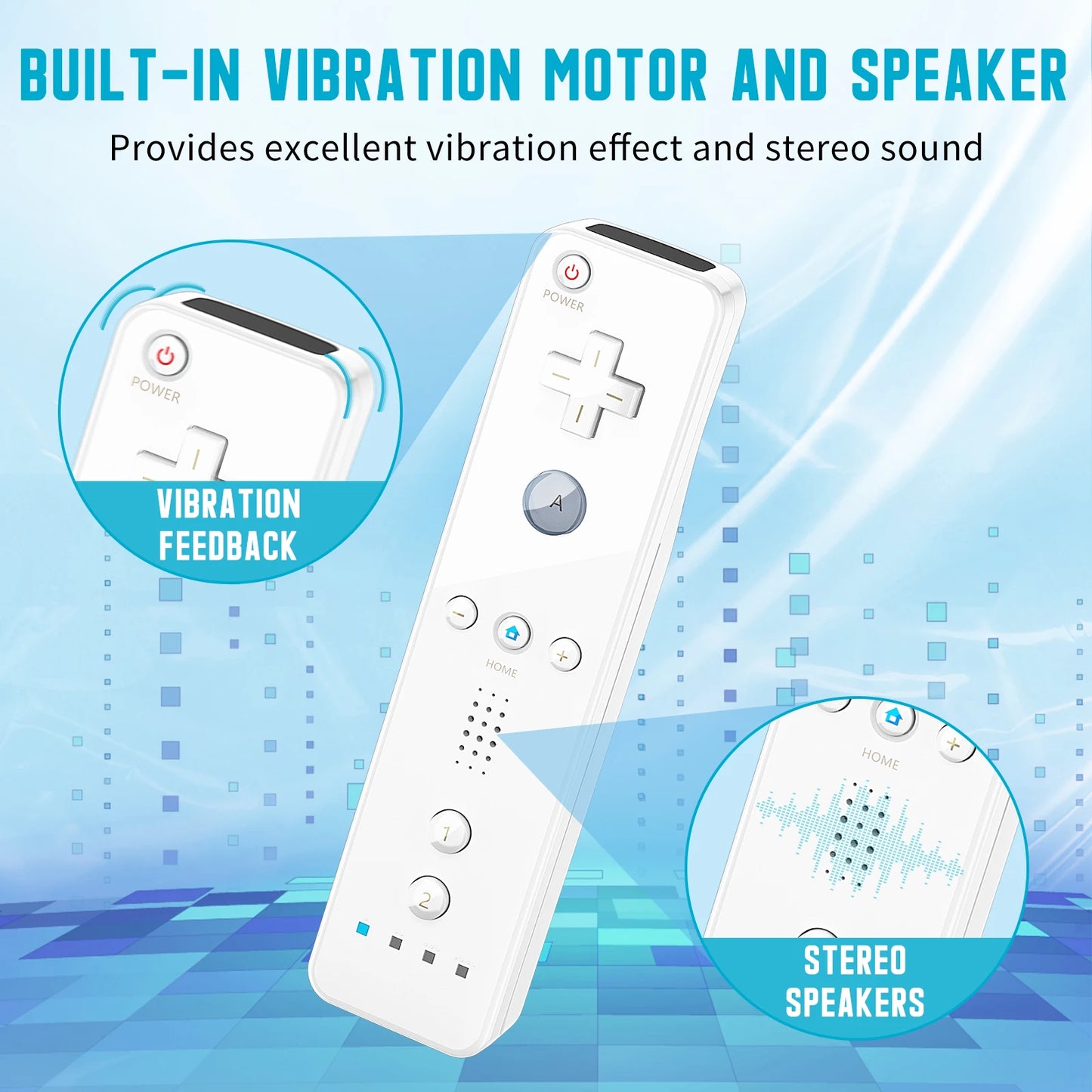 Nintendo Wii Trådlös Handkontroll 2-i-1 – Med/Utan MotionPlus, Silikonskål, Bluetooth, Wii/Wii U/Wii Mini