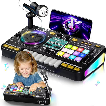 DJ-mixleksak för barn med tangentbord och skivspelare