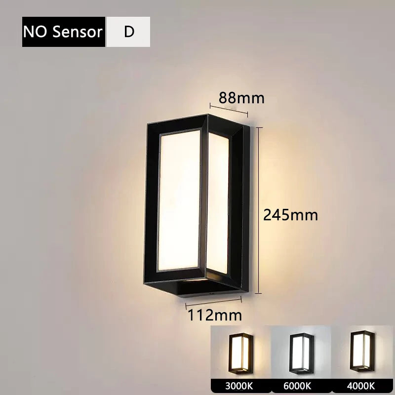 LED Vägglampa Utomhus IP65 – 20W, Varmvit/Kallvit/Naturvit, Med/Utan Radarsensor, 4 Stilar, AC110–265V