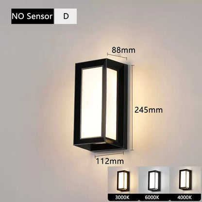 LED Vägglampa Utomhus IP65 – 20W, Varmvit/Kallvit/Naturvit, Med/Utan Radarsensor, 4 Stilar, AC110–265V