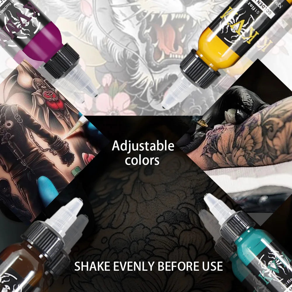 KVM 30ml/1oz 14-colors Tattoo Ink Pigment Body Art Tattoo Kits Professional Beauty Paints Makeup Tattoo Supplies Semi-permanent