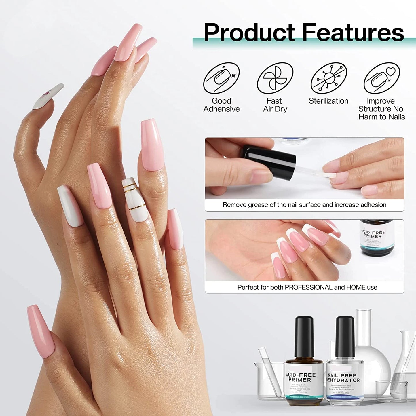 15ml Professional Nail Dehydrator and Acid-Free Primer for Acrylic and Gel Polish - Prep and Prime for Long-Lasting, -Free Nails