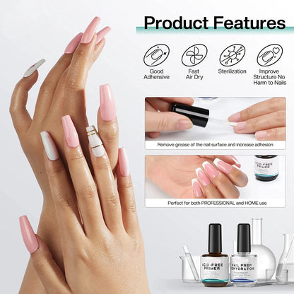 15ml Professional Nail Dehydrator and Acid-Free Primer for Acrylic and Gel Polish - Prep and Prime for Long-Lasting, -Free Nails