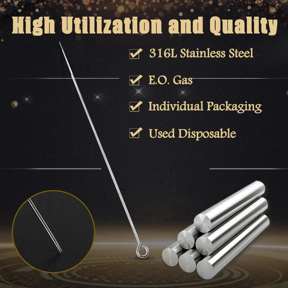 Tattoo Needle and Tips Set 50pcs Disposable Tattoo Needle with 50pcs Sterilized Tattoo Tips Tattoo Kit for Tattoo Machine Supply