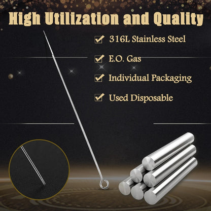 Tattoo Needle and Tips Set 50pcs Disposable Tattoo Needle with 50pcs Sterilized Tattoo Tips Tattoo Kit for Tattoo Machine Supply