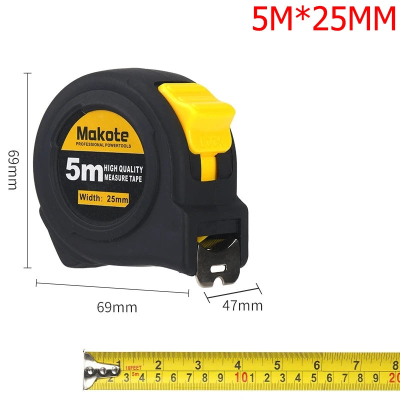 Måttband i stål med gummerat hölje – 3–10 meter