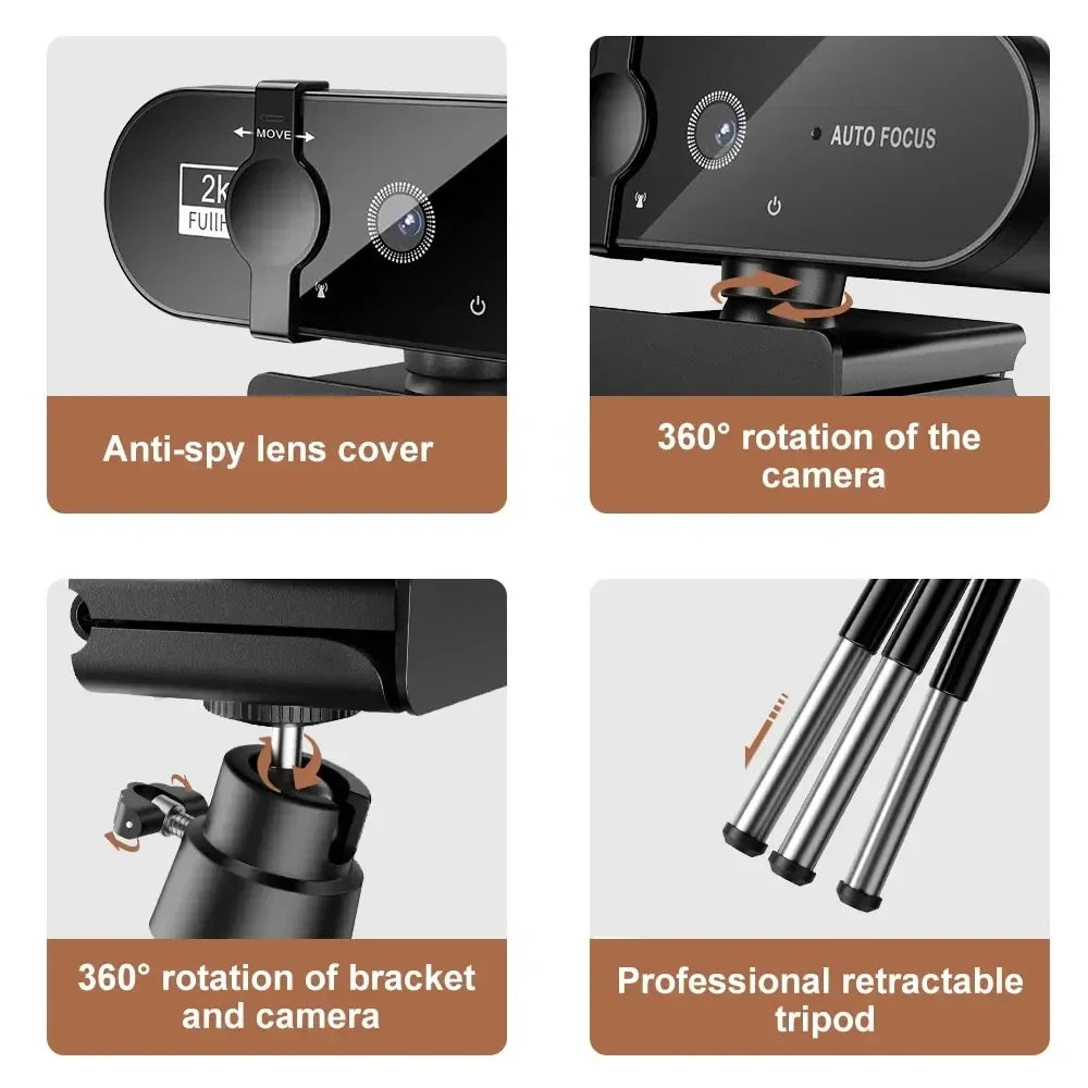 2026 Webcam 1080P Mini Camera 2K Full HD Webcam with Microphone 30fps USB Web Cam for Auto Focus PC Laptop Video Shooting Camera