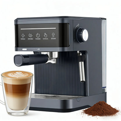 20 Bar Espresso Machine Smart Touchscreen 360° Steam Wand Cup Warmer Single Double Shot 1.8L Black