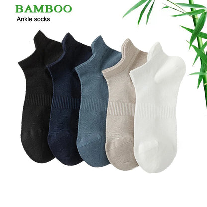 High Quality 5Pairs/Lot Men's Bamboo Fiber Socks Hand Link Short Mesh Breathable Ankle Socks Summer Male Socks