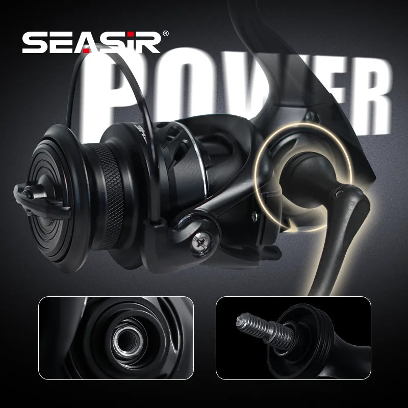 SEASIR TINGHE Spinning Fiskerulle – Max 20kg Drag, 5.2:1, Saltvattensskyddad, Aluminiumhandtag, 2500–6000
