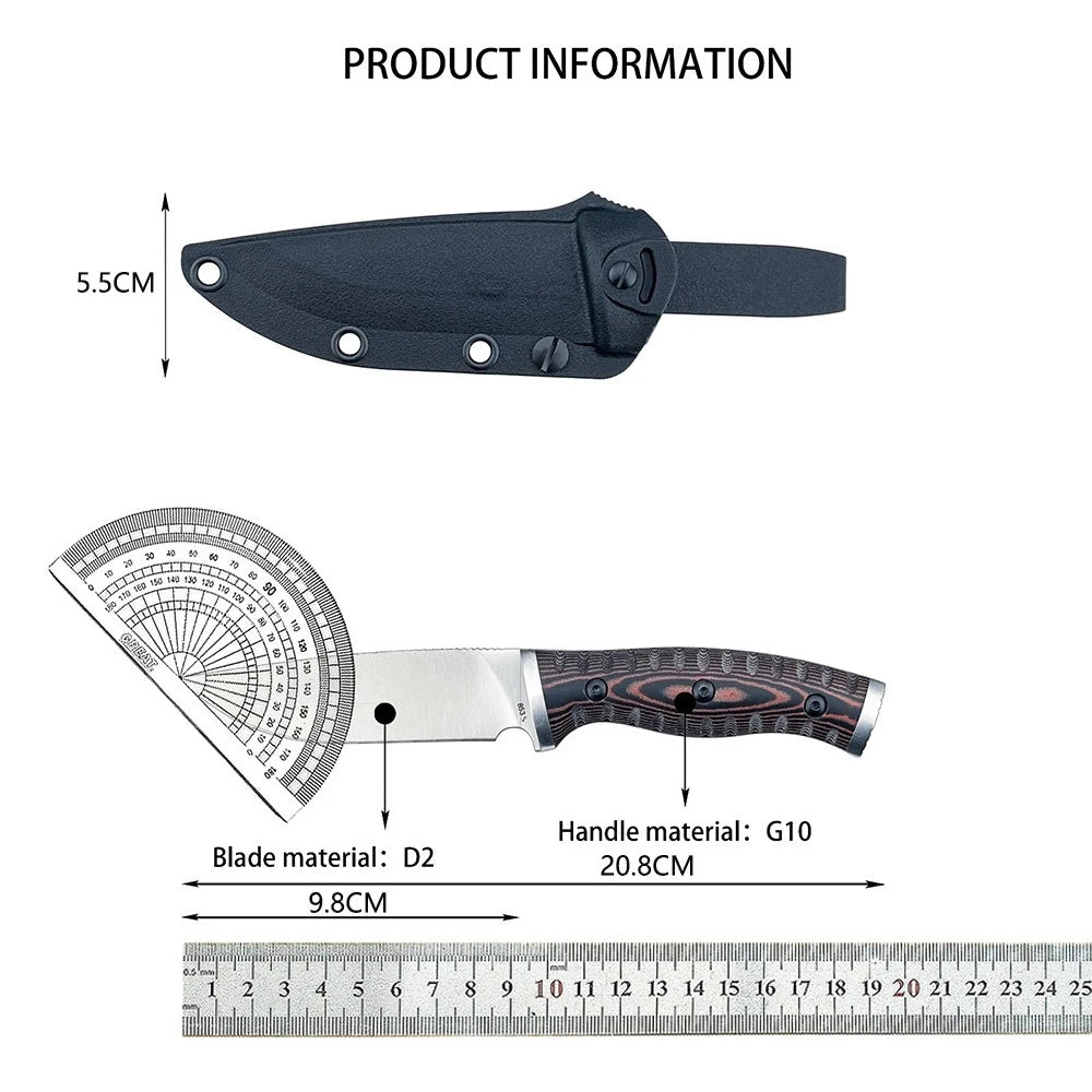 853 Multi-Purpose Hiking Climbing EDC Knife Pocket Outdoor Trekking Fixed Knife D2 High Quality Camping BBQ Essential Daily Tool