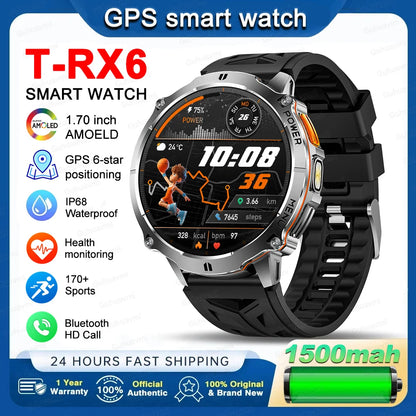 New T-RX6 Ultra Outdoor Sports Smart Watch GPS Compass  Barometer IP68 Waterproof Call Blood Oxygen Military Smartwatch For Men