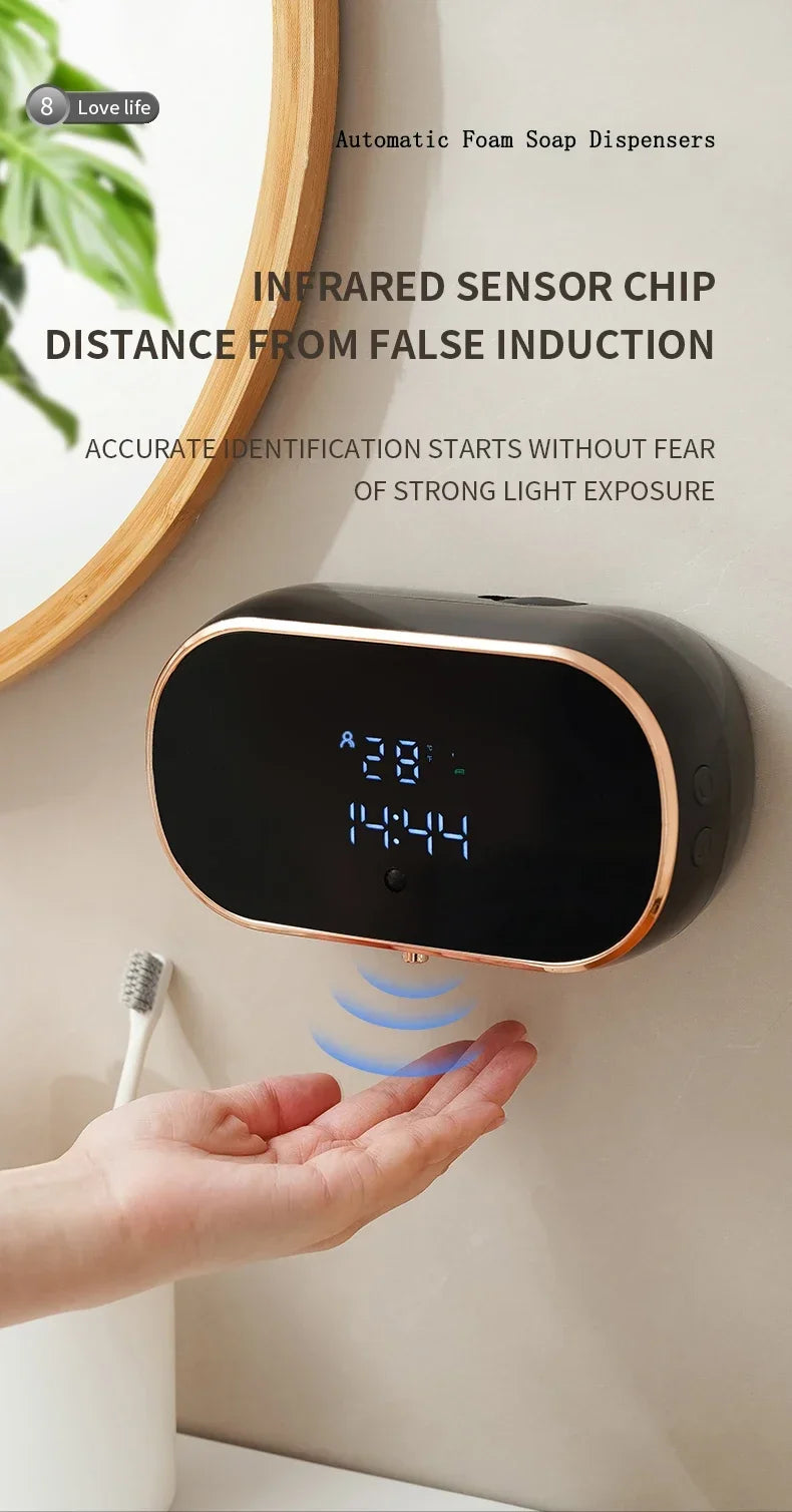 Automatic Foam Soap Dispensers for Bathroom Smart Washing Hand Machine with USB Charging Two Colors with ABS Material