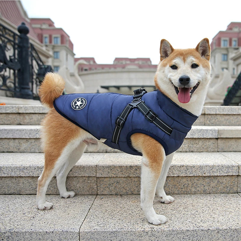 Waterproof Warm Dog Jacket Vest Winter Dog Clothes With Harness French-Bulldog Coat Pet Costume for Small Large Dogs Chihuahua