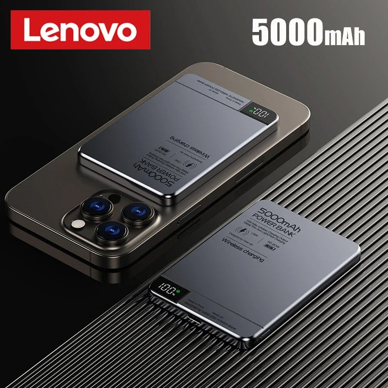 Lenovo 500000mAh Magnetic Power Bank Super Fast Charging for Magsafe Wireless External Battery Powerbank for iPhone Samsung