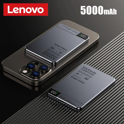 Lenovo 500000mAh Magnetic Power Bank Super Fast Charging for Magsafe Wireless External Battery Powerbank for iPhone Samsung