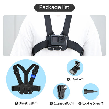 TELESIN Quick-Release Chest Strap Mount for GoPro Hero 13 12 11 10 9 8 7 Insta360 SJCAM DJI OSMO Action 5 4 3 Chest Belt Mount
