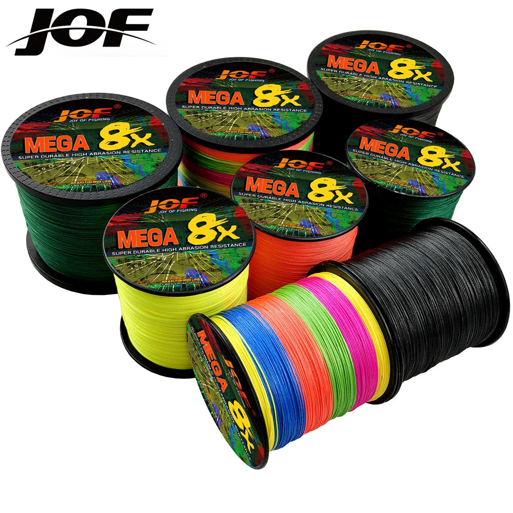 JOF 8 Strand 1000M 500M 300M 100M Japan Super Strong PE Braided Fishing Line Multifilament Braid Thread X8 18-78LBS