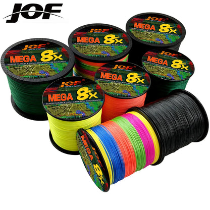 JOF 8 Strand 1000M 500M 300M 100M Japan Super Strong PE Braided Fishing Line Multifilament Braid Thread X8 18-78LBS