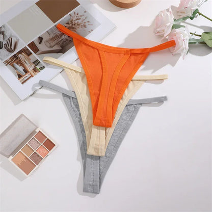 5Pcs Women Cotton Panties Female Thin Belts Underwear Sexy Low Waist G-String Thongs Ladies Soild Panties Breathable Lingerie