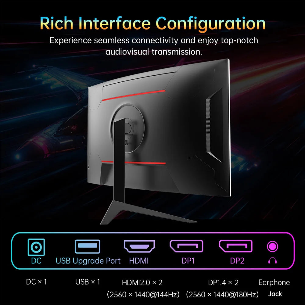 KTC H32S17 Kurvig Gaming Monitor 32" – HVA 1500R 2K QHD 180Hz 1ms HDR10 FreeSync G-Sync 99% sRGB VESA EU-lager