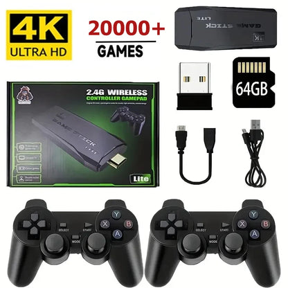 Retro Spelkonsol M8 Game Stick 64GB – 20 000 Spel 4K HDMI 2 Trådlösa Kontroller PS1/SNES/NES/GBA TV & PC