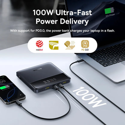Baseus 100W Power Bank 20000mAh Capacity PD Fast Charging Battery Charger Powerbank For Laptops MacBook iPhone Samsung Xiaomi